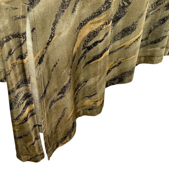 CHICO'S Travelers Womens Top Large Stretch Slinky Olive Green Asymmetric Hem VTG - Picture 6 of 8